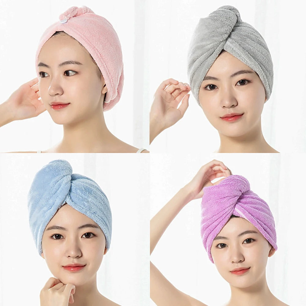 66x25cm Towel Women Adult Bathroom Absorbent Quick-Drying Bath Thicker Shower Long Curly Hair Cap Microfiber Wisp Dry Head Hair - Clikcy