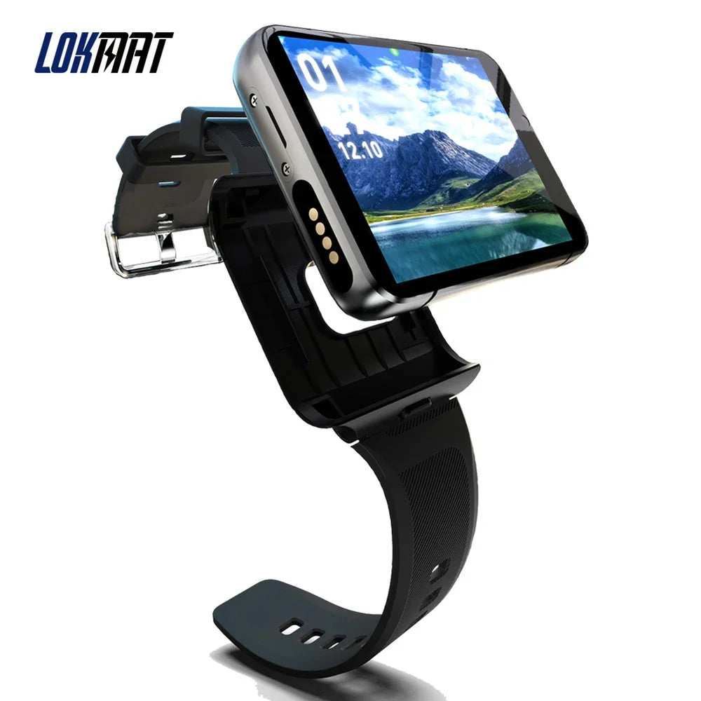 LOKMAT APPLLP 5 MAX Android Watch Phone Square Big Screen Wifi 4G Calls Smartwatches Dual Camera with Flashlight Gaming Watch