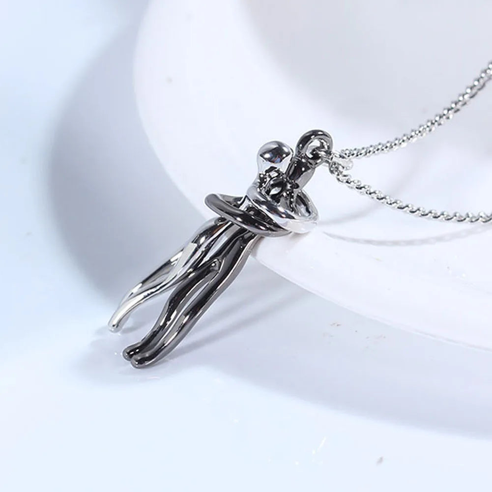 Fashion Hugging Necklace Jewelry Choker Hug Pendant Chain Men Necklaces For Lover Women Couple Men Lady Female Male Gift - Clikcy