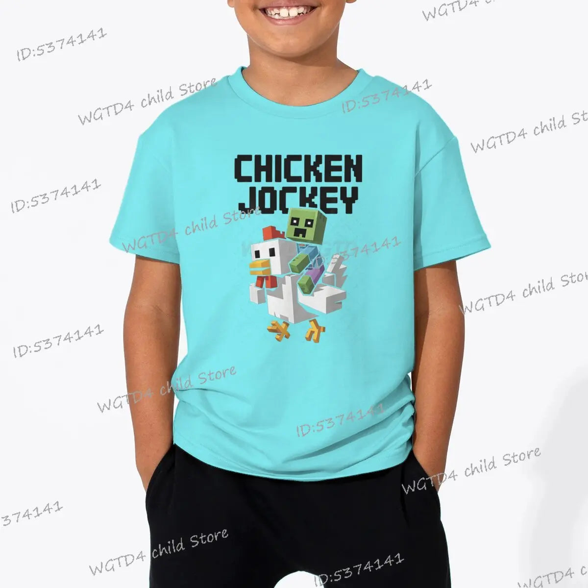 Kids T-shirts Chicken Jockey Cartoon Fashion Clothes Video Game Y2k Design Casual Crewneck Top Tee 2025 Summer Girl Boy T-shirts - Clikcy