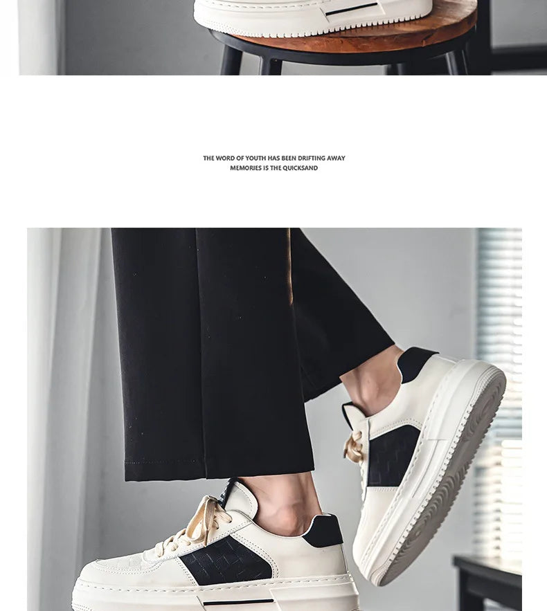 Men's Casual Shoes 2025 New Fashion Platform Shoes Outdoor Casual Sneakers Men Street Skate Shoe Lace-up Shoes Zapatillas Hombre - Clikcy