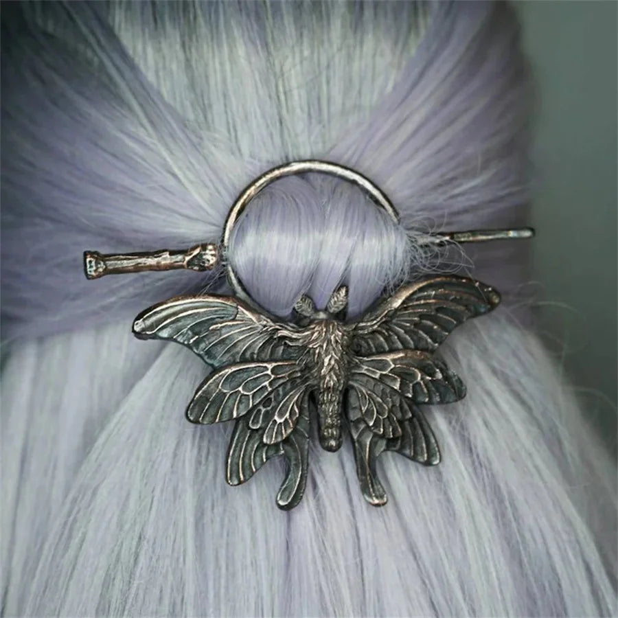 New Gothic Retro Cow Skull Skeleton Moonstone Hair Clips Hairpins for Women Fashion Deer Horn Hair Stick Hair Styling Tools - Clikcy