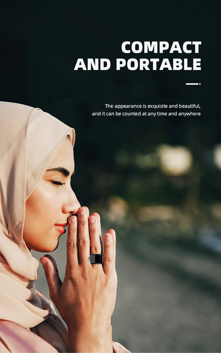 App Control Smart Tasbih Ring Waterproof Muslim Islamic Electronic Rosary Alloy Smart Zikr Ring For Android or iOS - Clikcy
