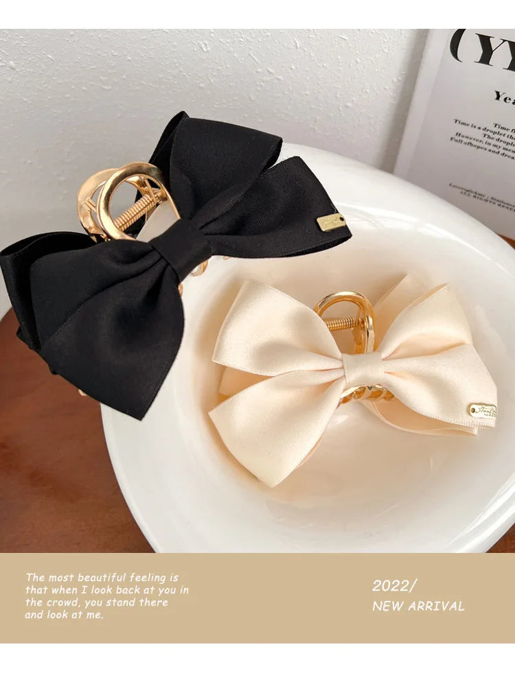 Korean Fashion Metal Bow Hairpin Ladies Simple Elegant Hair Accessories Grab Clip Girls Party Gift Accessories - Clikcy