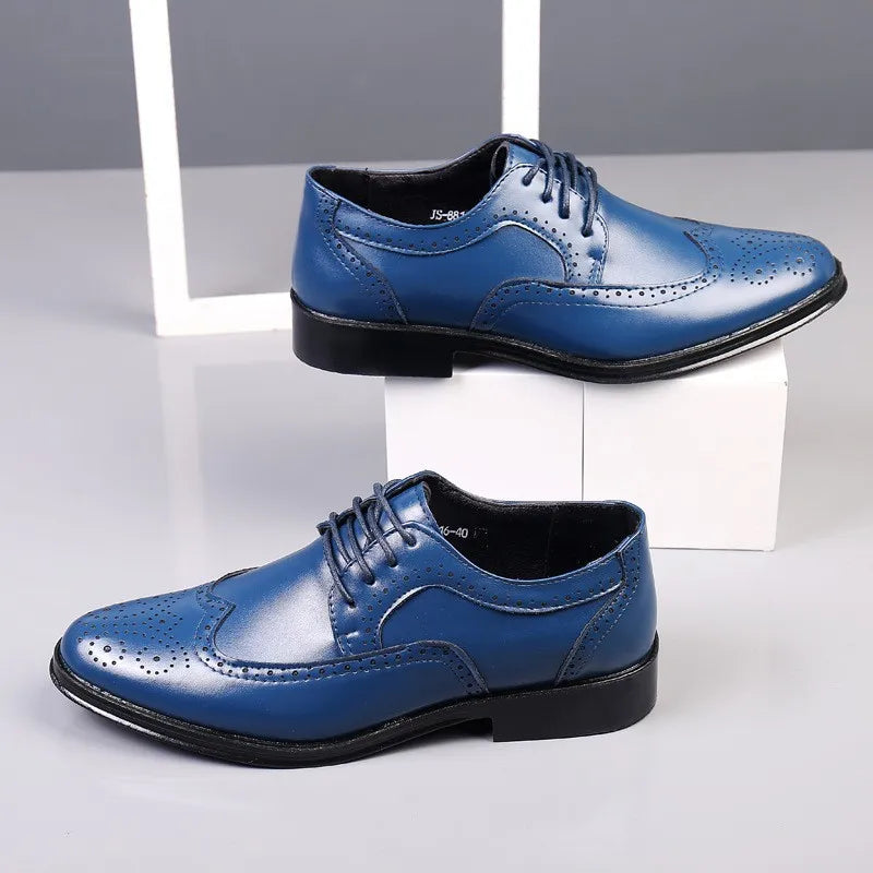 Men's Classic Retro Brogue Shoes Mens Lace-Up Business Leather Shoes Dress Office Flats Men Wedding Party Oxfords Work Footwear