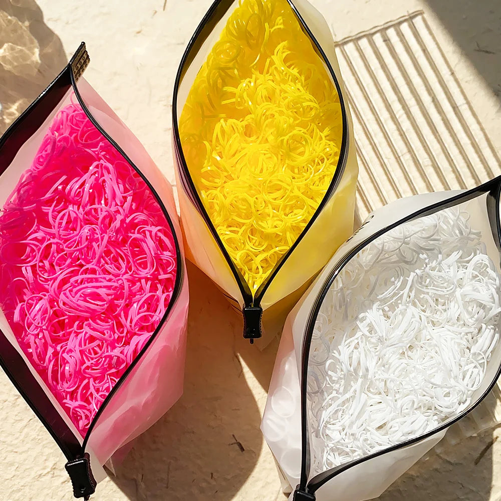 500/1000/2000pcs Girls Colourful Disposable Rubber Band Hair Ties Headband Children Ponytail Holder Bands Kids Hair Accessories - Clikcy