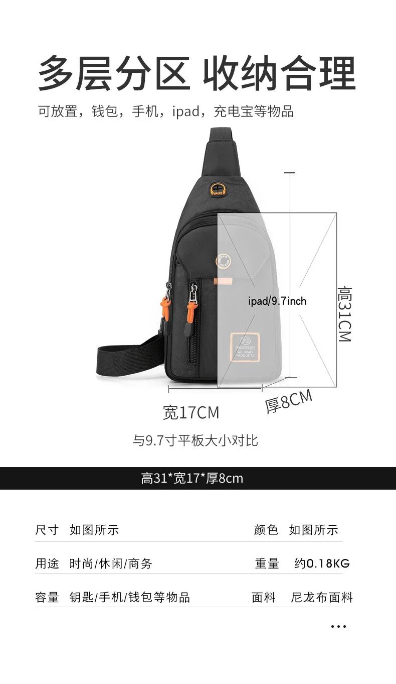 Mens Adventure Sling Backpack - Spacious Rugged for Outdoor Sports Hiking and Travel - Versatile Chest Bag with Multiple Pockets - Clikcy