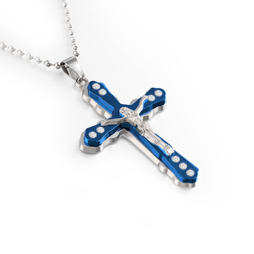 Fashion Jesus Cross Necklace Religious Faith Cross Jesus Jewelry Mens and Women's Necklace Banquet Party Anniversary Gift Hiphop - Clikcy