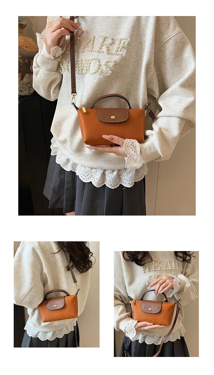 2025 summer lightweight shoulder crossbody bag, fashionable women's bag, plaid canvas, personalized and versatile dumpling bag - Clikcy