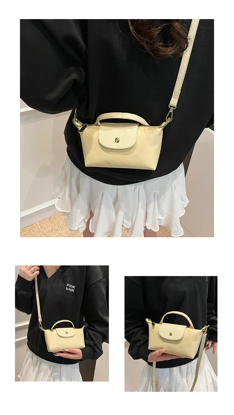 2025 summer lightweight shoulder crossbody bag, fashionable women's bag, plaid canvas, personalized and versatile dumpling bag - Clikcy