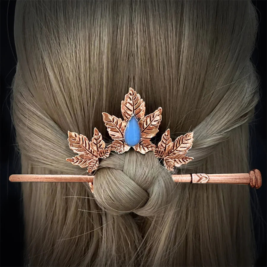 New Gothic Retro Cow Skull Skeleton Moonstone Hair Clips Hairpins for Women Fashion Deer Horn Hair Stick Hair Styling Tools - Clikcy