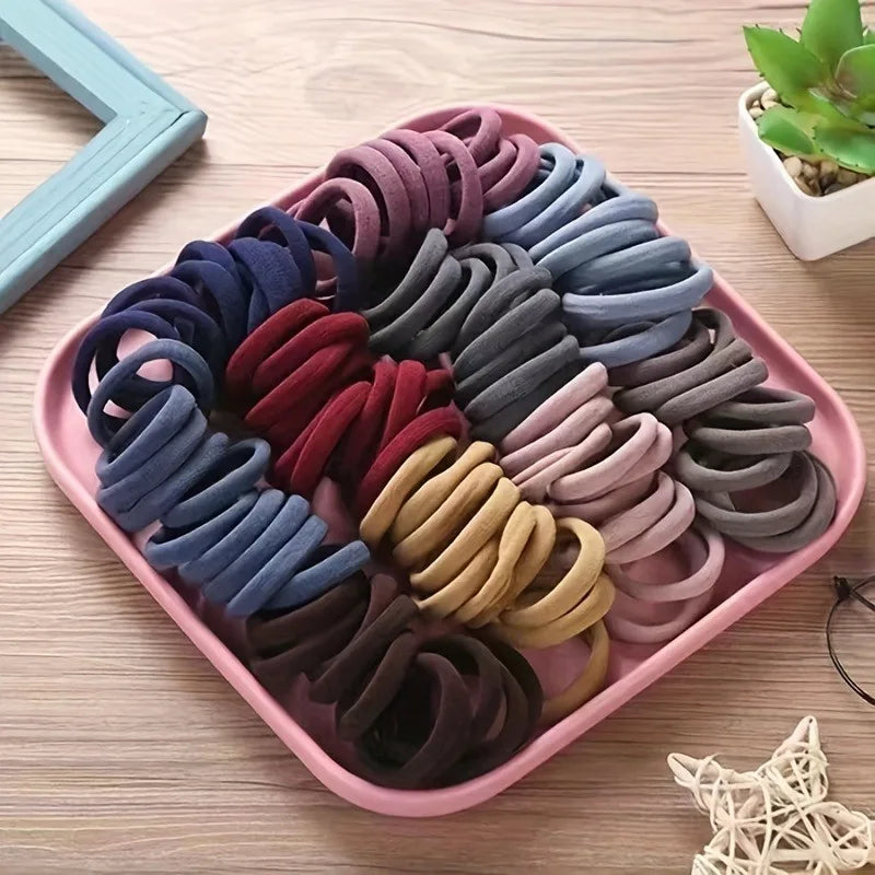 50PCS/Set New Women Girls Candy Colors Nylon Basic Scrunchie Hair Tie Ponytail Hold Hair Rubber Bands Fashion Hair Accessories - Clikcy