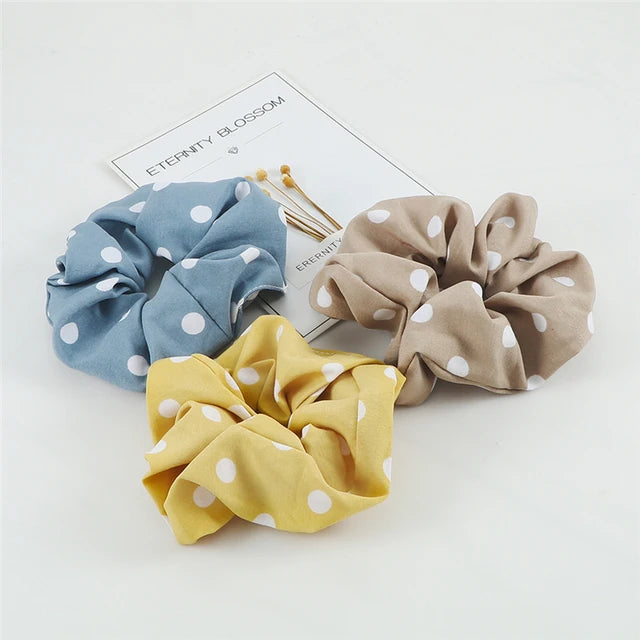 3Pcs/Lot Korean Printing Large Hair Bands For Women Girl Elastic Hair Ring Fashion Scrunchies Dating Party Headdress Accessories