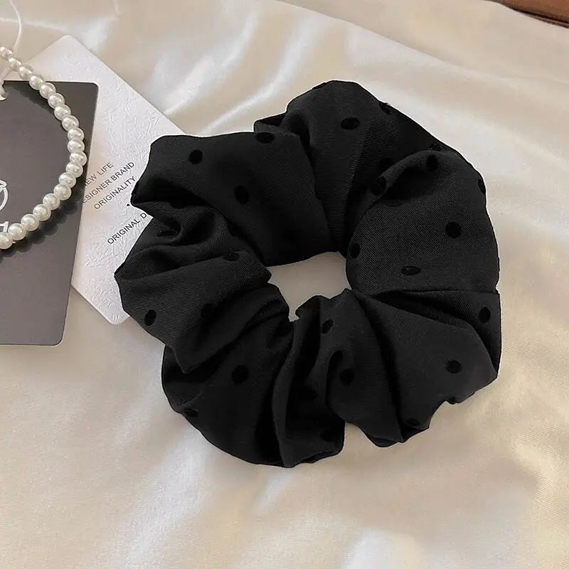 Elegant Black and Gray Cloth Bow Hair Rope for Women Temperament High Ponytail Hair Rope Fashion Girl Does Not Hurt The Hair Scr - Clikcy