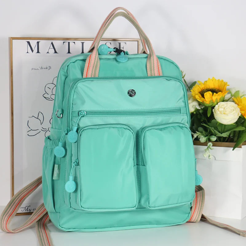 Multi-pocket Nylon School Backpack Casual Women's Backpack Lightweight Large Capacity School Bag Large Capacity Travel Backpack