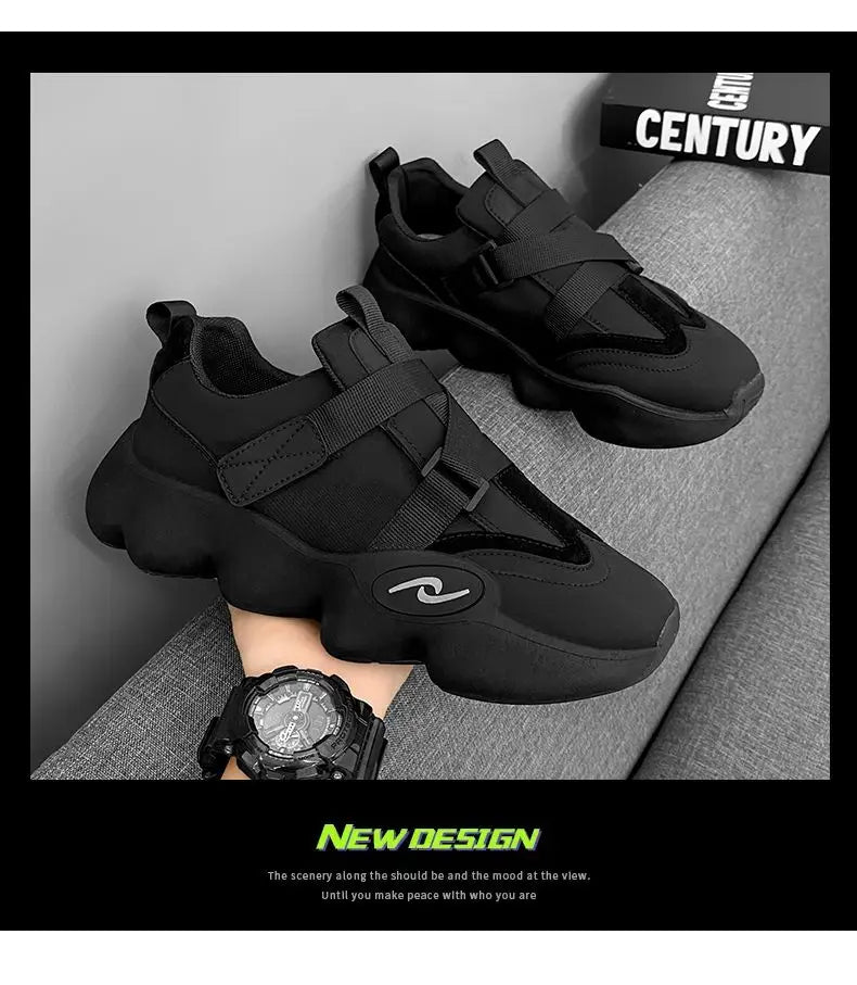 Summer Cool Man Shoes 2024 New Fashion Black Platform Sneakers Chunky Shoes Casual Y2k Trainers for Men