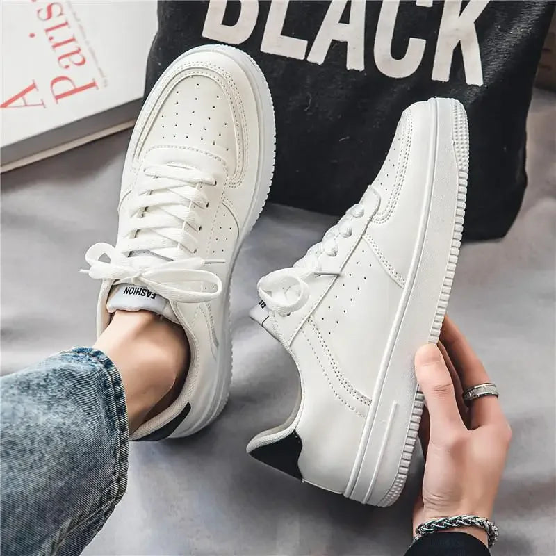 **2025 New White Shoes for Men's Spring Youth Casual Versatile Men's Shoes for Students Pure White Sports Board Shoes - Clikcy