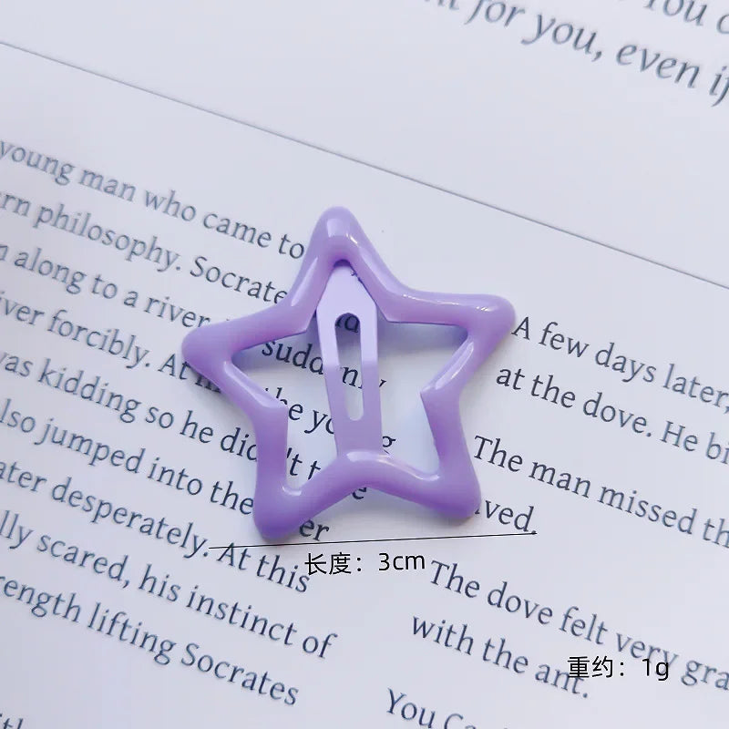 10pcs Colorful Star BB Hair Clips Girls Y2K Cute Star Barrettes Women Simple Metal Snap Clip Headdress Hair Jewelry Accessories