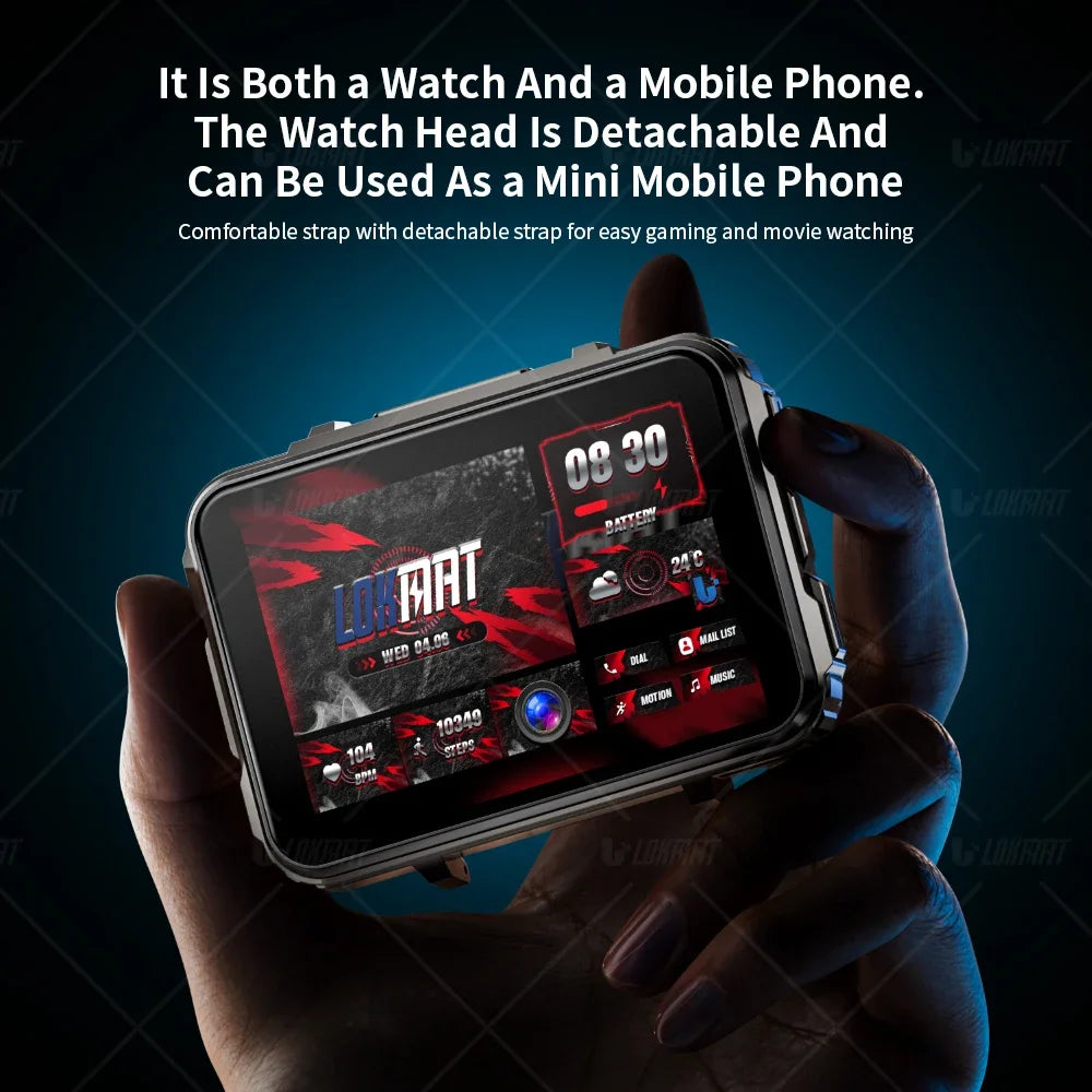 LOKMAT APPLLP 5 MAX Android Watch Phone Square Big Screen Wifi 4G Calls Smartwatches Dual Camera with Flashlight Gaming Watch - Clikcy