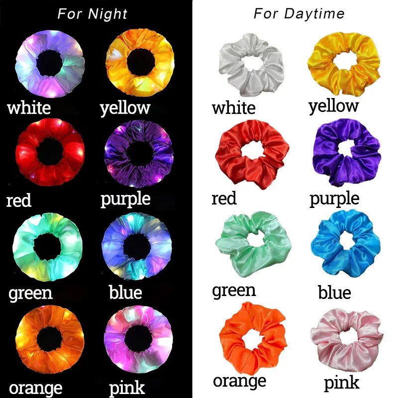 1/10pcs LED Hair Scrunchy Girl Women Light Up Hair Bands Birthday Party Hair Ties Glowing Scrunchies Headwear Hair Accessories - Clikcy