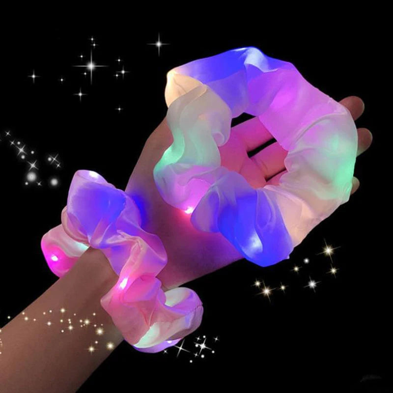 1/10pcs LED Hair Scrunchy Girl Women Light Up Hair Bands Birthday Party Hair Ties Glowing Scrunchies Headwear Hair Accessories - Clikcy