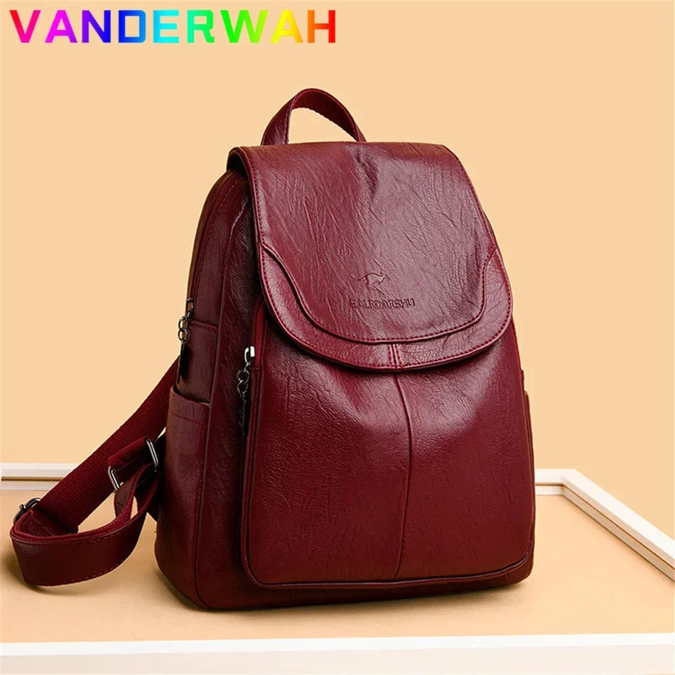 Genuine Women Leather Backpack Fashion Female Shoulder Bag Sac a Dos Ladies Bagpack Mochilas School Bags For Teenage Girls 2024 - Clikcy