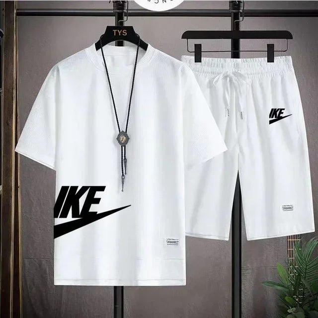 2025 New Fashion casual trend Men's sports suit Short sleeve T-shirt and outdoor summer sports shorts two-piece set size M-3XL - Clikcy