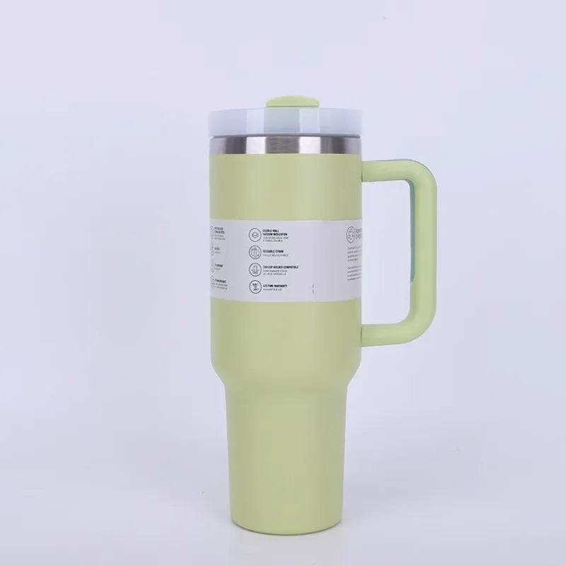 40 oz large capacity stainless steel thermos cup car cup second generation straw portable water cup sports fitness - Clikcy
