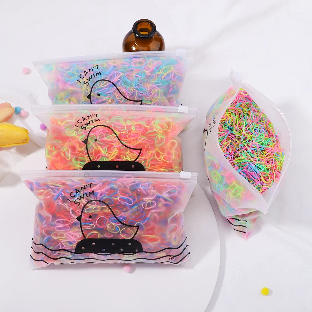 500/1000/2000pcs Girls Colourful Disposable Rubber Band Hair Ties Headband Children Ponytail Holder Bands Kids Hair Accessories - Clikcy