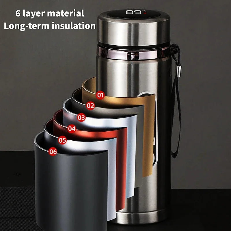 500ML-1Liter Stainless Steel Thermos Bottle with LED Temperature Display Sus304 Tea Water Bottle Vacuum Flask Portable Cups - Clikcy