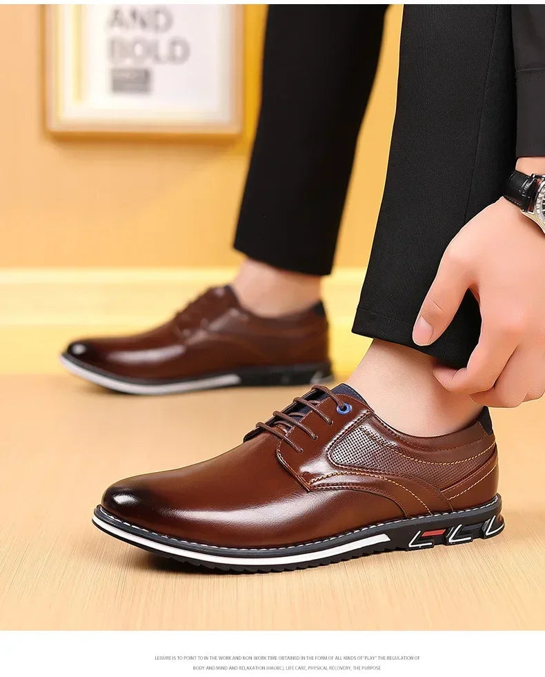 Men's Casual Leather Shoe Spring 2024 Men's Shoes Comfortable Silp on Work Shoes Male Soft Non-slip Loafers Summer Flat Shoe