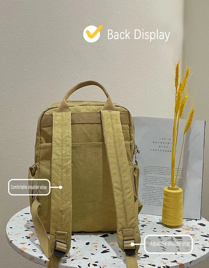 Multi-pocket Nylon School Backpack Casual Women's Backpack Lightweight Large Capacity School Bag Large Capacity Travel Backpack - Clikcy