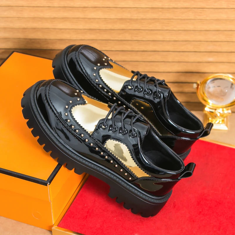 Men Casual Office Business Formal Oxford Thick Bottom Dress Shoes Men Gentleman Outdoor Patent Leather Wedding Shoes Fashion - Clikcy
