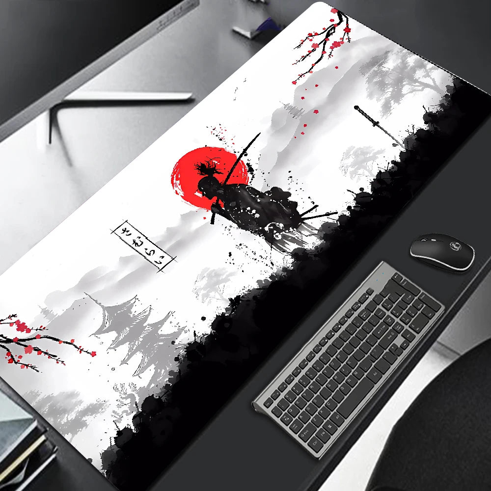 Samurai Warrior Mouse Pad Gamer Computer Accessories Keyboard Table Mat Black Mousepad Company Gaming Laptop Desk Accessory Pc - Clikcy