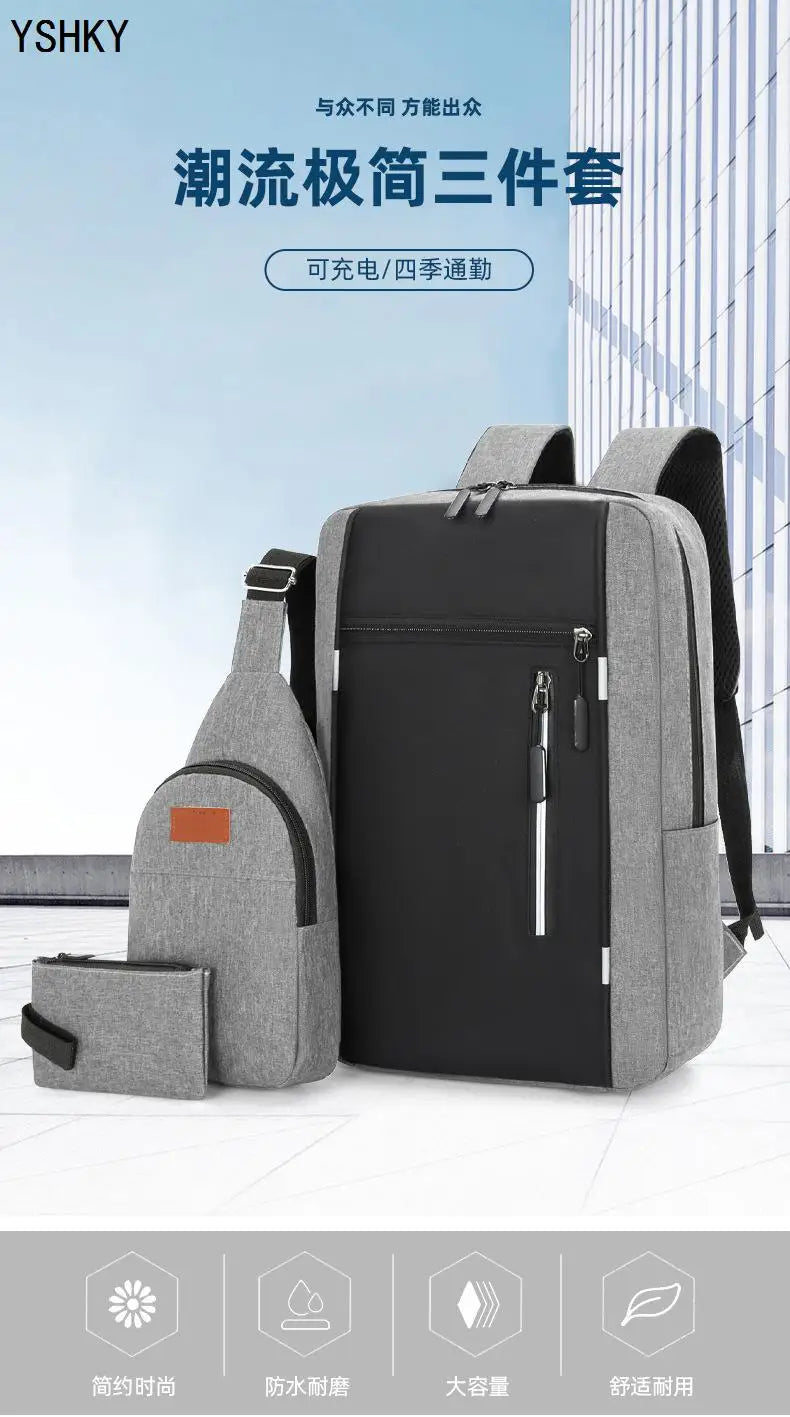 Women Fashion backpack soft leather multi-functional bag Polyester large capacity computer backpack - Clikcy