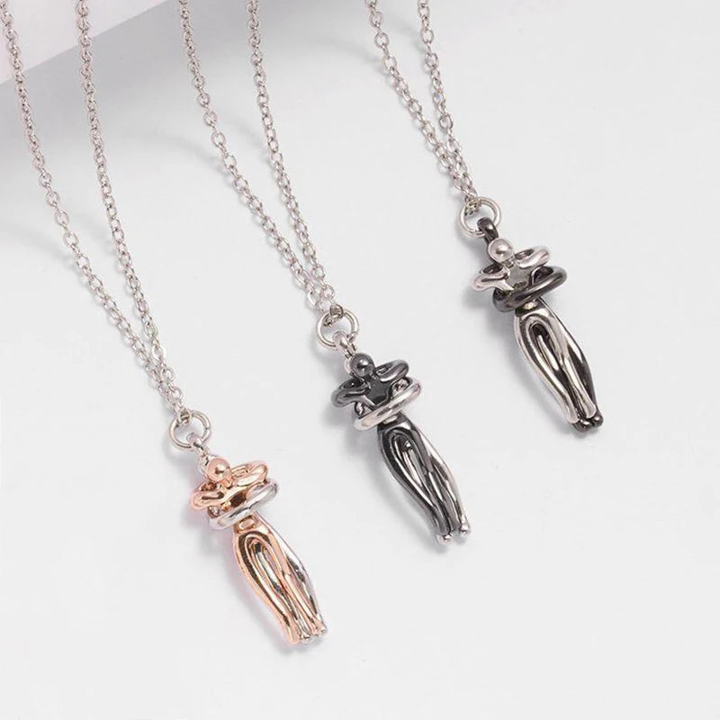 Fashion Hugging Necklace Jewelry Choker Hug Pendant Chain Men Necklaces For Lover Women Couple Men Lady Female Male Gift - Clikcy