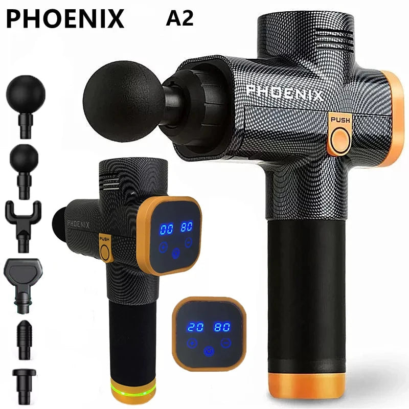 Phoenix A2 Massage Gun Muscle Relaxation Deep Tissue Massager Dynamic Vibrator Back Portable Handheld Display Fascia Gun Massage - Clikcy