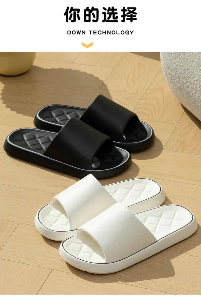 Plus Size 47 48 49 Super Light Soft Men Slippers Simple Couple's Slides EVA Elastic Shoes Colorful Indoor Bathroom Slippers - Clikcy