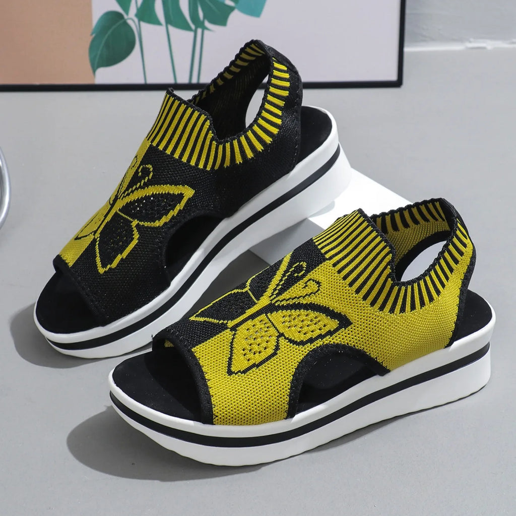 Women Flat Sandals Mesh Fish Mouth Casual Low Heels New Summer Slides Women Platform Shoes Sports Wedges Beach Comfort Sandals