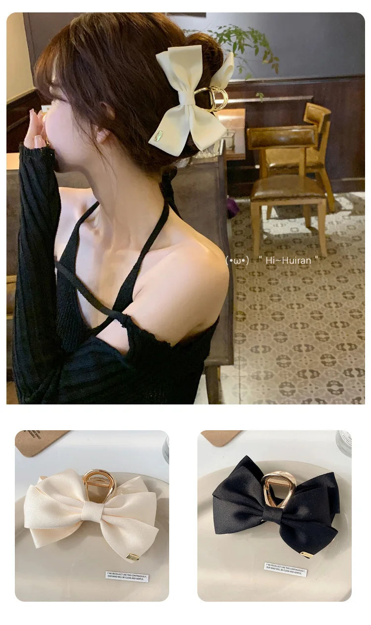 Korean Fashion Metal Bow Hairpin Ladies Simple Elegant Hair Accessories Grab Clip Girls Party Gift Accessories - Clikcy