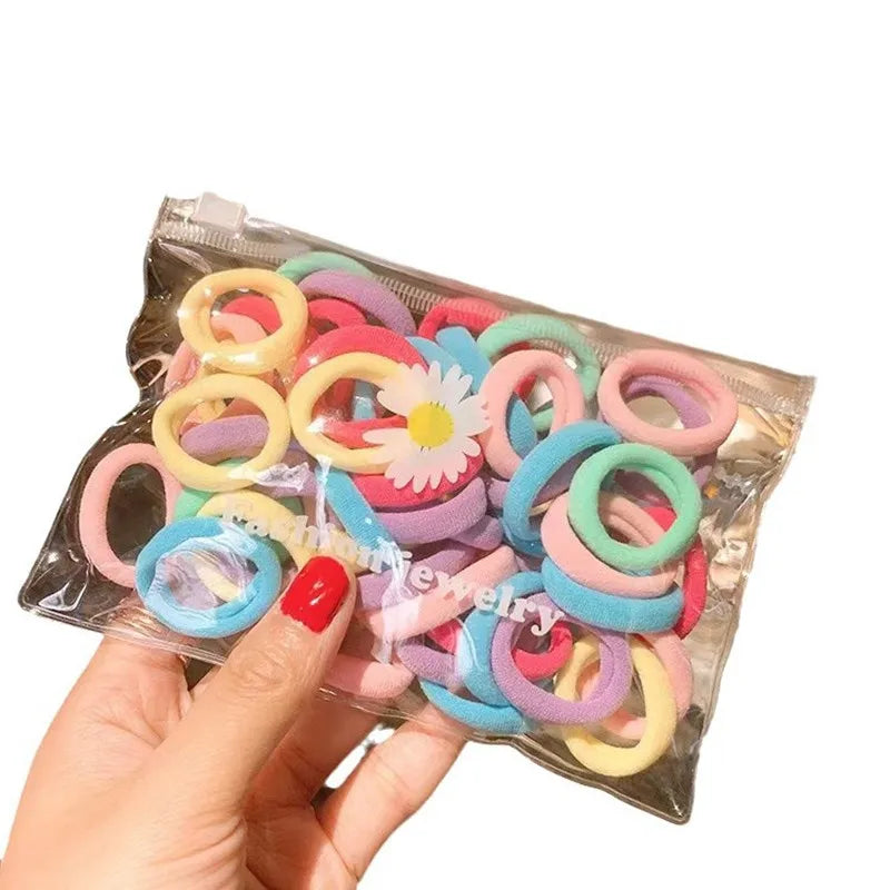 50PCS/SET Girl Hair Tie Special Rubber Band Does Not Harm Hair Children's Rubber Band Towel Ring Small Size Hair Rope - Clikcy