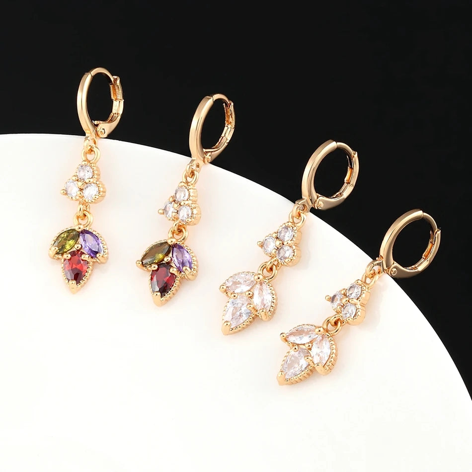 Dainty Micro Inlaid Zircon Golden Drop Earrings 10mm Hoop Dangle Crystal Pendant Elegant Women Jewelry Luxury Accessories Gifts - Clikcy