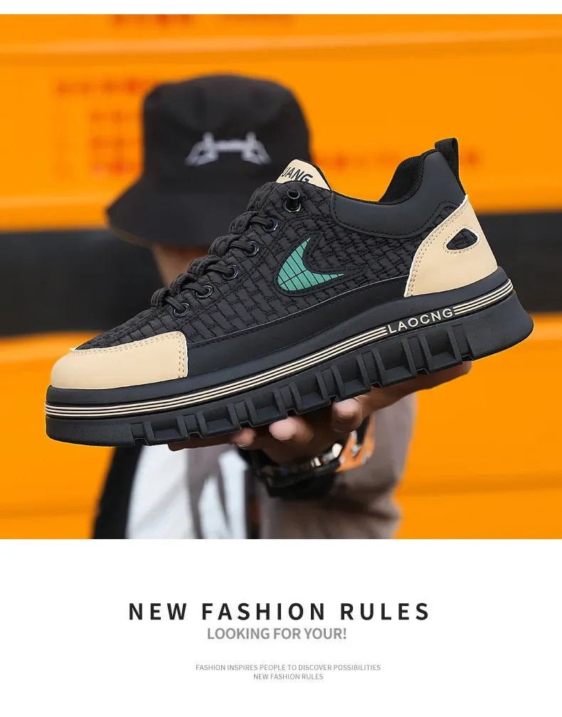 Spring and Autumn paragraph Men Chunky Sneakers Fashion Non-slip  Men's Sneakers comfortable Casual Board Shoe