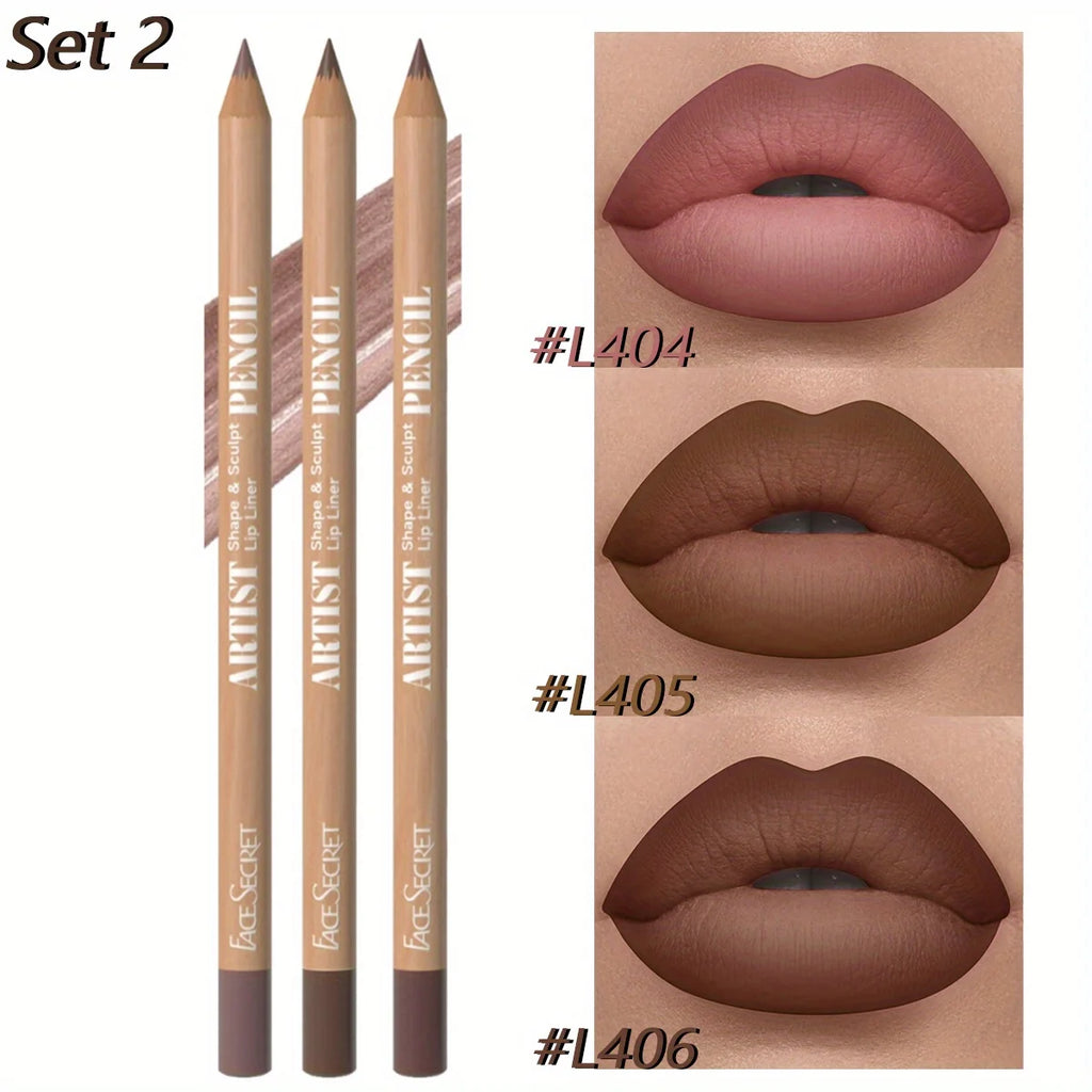 3Pcs Long-Lasting Velvet Lip Liner Matte Lipstick Waterproof  Perfect Gift for Valentine's Day, Lip Liner Set - Clikcy