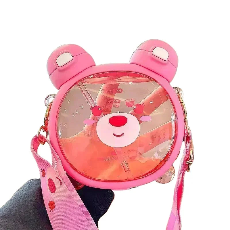 750MLCute Bear Kettle Straw Water Bottle Summer Tritan Straw Bottle Drinking Bottle Plastic Kawaii Children Water Cup for School - Clikcy