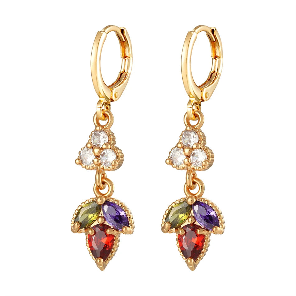 Dainty Micro Inlaid Zircon Golden Drop Earrings 10mm Hoop Dangle Crystal Pendant Elegant Women Jewelry Luxury Accessories Gifts - Clikcy