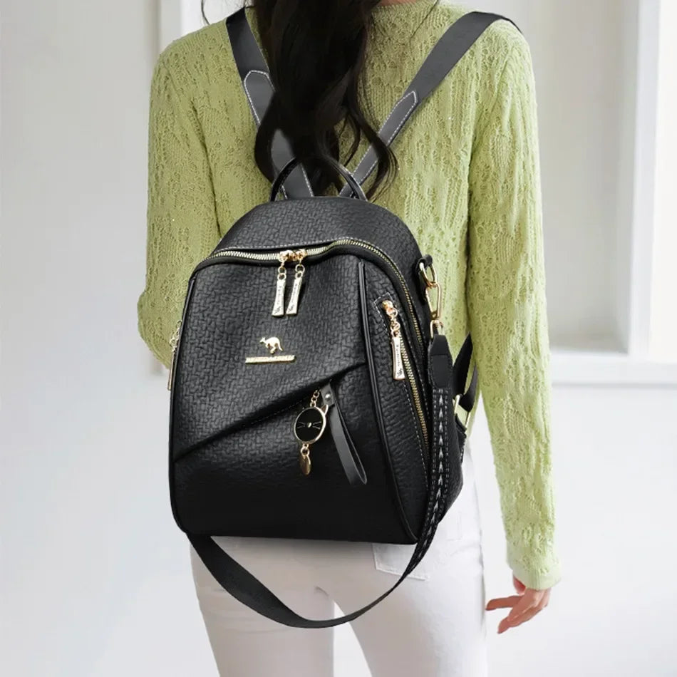 New Luxury Design Leather Women Backpack Casual School Bag for Teenager Girls Travel Back Pack Ladies Bagpack Mochilas Sac A Dos - Clikcy