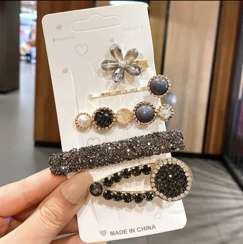 5pcs Women's Hairpin Side Hair Clip Set Designer Pearl Headwear Bangs Hairpin Headpiece Hair Accessories Hairwear Duckbill Clip