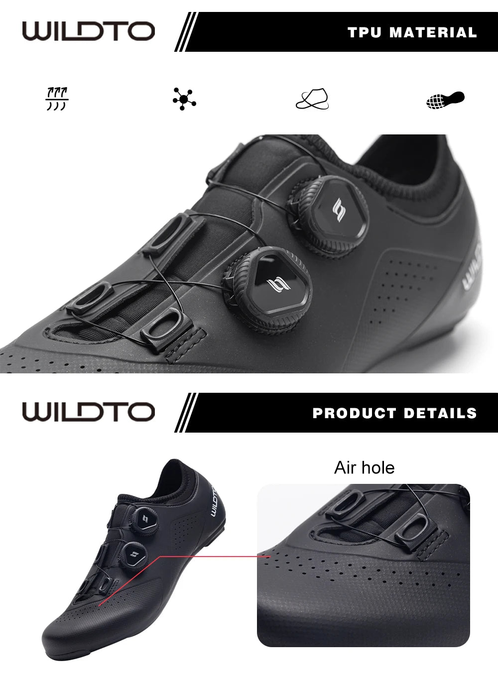 WILDTO Cycling Shoes Mens Road Bike Shoes Flat Speed New Hardness9 Glass Fiber Professional Cycling Sneakers SPD Cleats Footwear - Clikcy