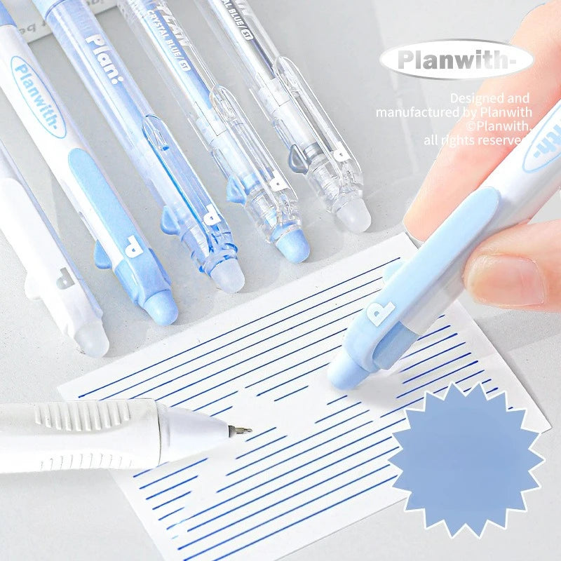 3PCS/set Simplicity Stationery Student Erasable Gel Pen Blue White Color Writing Pen 0.5mm Blue Ink Erasable School Pen Kids Git - Clikcy